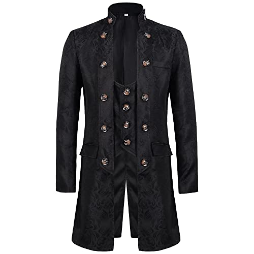 Maiukuoye Herren Vintage Gothic Langer Frack Viktorianische Jacke Kutte Mantel Halloween Kostüm von Maiukuoye