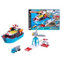 MAJORETTE 212050039 Creatix Spielzeug-Hafen mit Container-Schiff - Maersk Logistik Hafenstation von Majorette