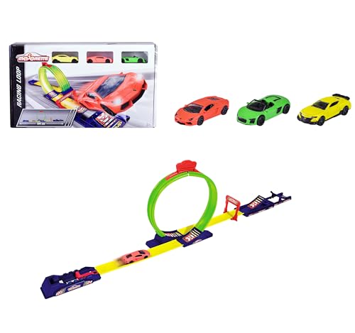 Majorette - Racing Loop – Startbahn – Autostarter – Looping und Sprung – 3 Fahrzeuge inklusive – ab 3 Jahren – 212051027 von Majorette