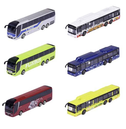 Majorette 212053159 City Bus – Spielzeugbus mit Freilauf und Federung, Metall-Karosserie, 13 cm lang, für Kinder ab 3 Jahren, Lieferung 1 Stück, Mehrfarbig von Majorette