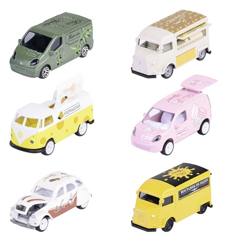 Majorette - Modellauto French Touch (1 Auto, 7,5 cm) im französischen Food-Design inkl. Sammelbox - zufällige Auswahl aus 6 Deluxe Spielzeugautos aus Metall mit Gummireifen, ab 3 Jahre von Majorette