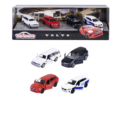 Majorette 212057615SD1 - Volvo Autos 4-Pack Geschenkbox - Geschenkbox 4 Stück Volvo Autos in Metall mit Freilauf, 7,5 cm, Ab 3 Jahren von Majorette