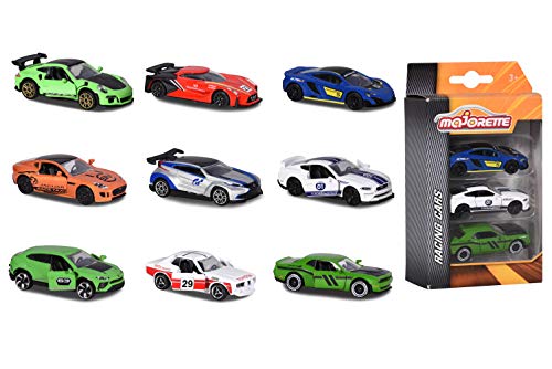 Majorette 212084020 Racing 3er Set Spielzeugautos, Miniaturfahrzeuge, Spielzeugauto, Die-Cast, 3 versch. Sets, Lieferung: 1 x 3er Set, zufällige Auswahl, 7,5cm von Smoby