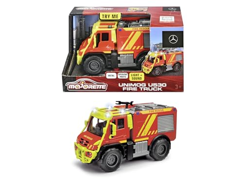 Majorette 213712003038 Grand-Serie: robuste Metallfahrzeuge, Feuerwehrauto Mercedes Unimog U530 mit Greifer, Maßstab: 1:45, Wagenlänge: 13 cm, für Kinder ab 3 Jahren von Majorette