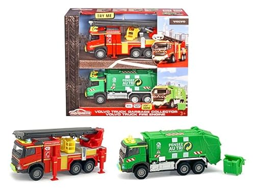 Majorette - Premium-Kollektion – Grand Serie – LKW Feuerwehrleiter Volvo + Müllwagen – 2137430001SM von Majorette