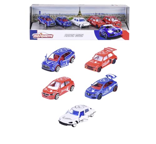 Majorette - Auto-Set French Touch (5 Autos) - 5 Premium Spielzeugautos aus Metall im Paris-Design (inkl. 2 Exklusive Modellautos), je 7,5 cm, für Kinder ab 3 Jahre, mit Freilauf & Federung von Majorette