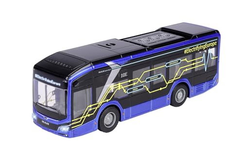 Majorette - MAN Lion's City 10 E Bus (22,5 cm) - Linienbus für Kinder ab 3 Jahre, Spielzeugauto mit Metall-Karosserie, Gummireifen, Licht & Sound, inkl. Batterien von Majorette