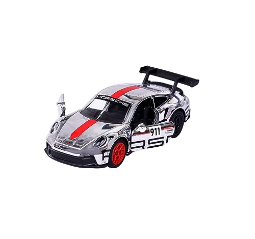 Majorette - Porsche Motorsport Deluxe 911 GT3 Cup in Silber - Modellauto (7,5 cm) aus der Porsche Deluxe Car Edition mit Sammelbox, Spielzeugauto für Kinder ab 3 Jahre von Majorette