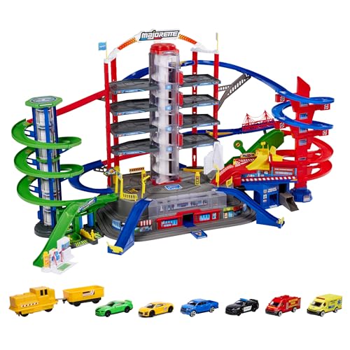 Majorette Super City Garage, motorisierte Bahn für Modellautos mit Parkplätzen und Eisenbahn, Parkhaus für Die-cast Autos, Spielzeug als Geschenk für Jungen und Mädchen, ab 5 Jahren, mehrfarbig Majorette Super City Garage, motorisierte Bahn für Modellautos mit Parkplätzen und Eisenbahn, Parkhaus für Die-cast Autos, Spielzeug als Geschenk für Jungen und Mädchen, ab 5 Jahren, mehrfarbig von Majorette