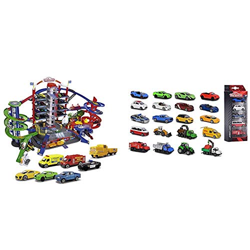 Majorette Super City Garage, motorisierte Bahn für Modellautos mit Parkplätzen und Eisenbahn, Parkhaus für Die-cast Autos & 5-Pieces, Miniaturfahrzeuge, 5er-Set, 4 versch. Ausführungen, 7,5cm Majorette Super City Garage, motorisierte Bahn für Modellautos mit Parkplätzen und Eisenbahn, Parkhaus für Die-cast Autos & 5-Pieces, Miniaturfahrzeuge, 5er-Set, 4 versch. Ausführungen, 7,5cm von Majorette