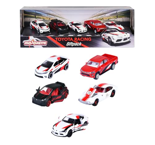 Majorette - Toyota Racing Spielzeugautos (Geschenk-Set mit 5 Autos) - Modellautos aus Metall mit Freilauf und Federung, je 7,5 cm, Auto Spielzeug für Kinder ab 3 Jahre von Majorette