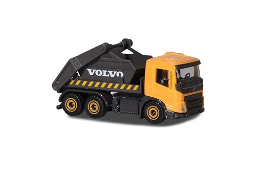 Majorette – Volvo Baustellenfahrzeuge – Bagger, Kipplaster, Radlader, Betonmischer, Knicklenker, LKW mit Container, Lieferung 1 Stück- zufälliges Modell,Spielzeugautos aus Metall von Majorette