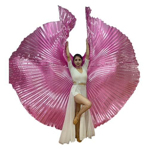 Makamsui Damen Bauchtanz Kostüm Flügel Bauchtanz Performance Umhang mit Teleskopstange für Erwachsene Rosa Einheitsgröße von Makamsui