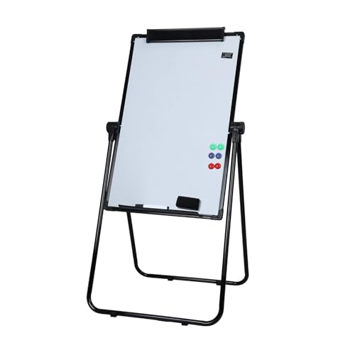 Makamsui Großes Whiteboard mit Ständer, Doppelseitige Staffelei Whiteboard, Höhenverstellbar & 360 Grad drehbarer Ständer Flip Chart mit Löschen, Marker, Magnete für Zuhause, Büro, Schwarz 11 von Makamsui