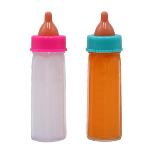 Makamsui Magische Babydoll-Flaschen, Milchflasche und Saftflasche, Baby-Puppenflaschen mit verschwindender Milch und Saft, Babypuppenzubehör, Spielzeug für Kinder und Kleinkinder, 2 Stück von Makamsui