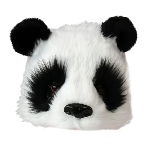 Makamsui Plüsch Panda Maske Maskerade Party Stofftier Gesichtsmaske Plüsch Tier Halbgesicht Kopfbedeckung Party Kostüm Prop Karneval Cosplay B Einheitsgröße von Makamsui