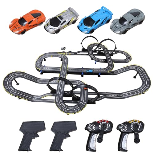 Makamsui Slotcar-Rennbahn-Sets, elektrische Rennwagen-Track-Slot-Autos für Kinder, ferngesteuertes Rennauto, Hochgeschwindigkeits-Showdown, Geschenke, Spielzeug für Jungen und Mädchen im Alter von von Makamsui