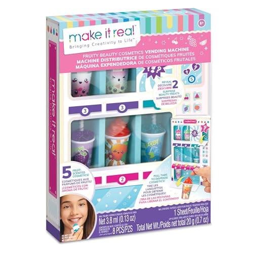 Make It Real 2701 Automatischer Spender für Lipgloss mit Fruchtduft und Nagellack mit Nagelaufklebern, Kit für Mädchen, originelle Geschenkidee, kreatives Spielzeug, ideal ab 8 Jahren von Make It Real