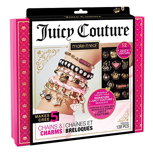 Make It Real Juicy Couture Armband-Bastelset mit Deluxe-Anhängern, Perlen, Samtband und goldfarbenen Ketten - Spielzeug für Mädchen von Make It Real