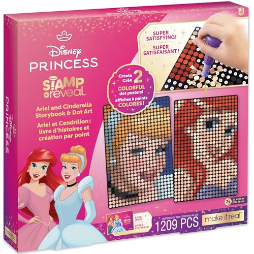 Make It Real: Disney Stempel zum Enthüllen von Arielle & Cinderella Storybook & Dot Art – 1209 Teile, DIY 2 Prinzessinnen-Punkt-Poster, Bastelset, Mädchen & Kinder ab 6 Jahren Make It Real: Disney Stempel zum Enthüllen von Arielle & Cinderella Storybook & Dot Art – 1209 Teile, DIY 2 Prinzessinnen-Punkt-Poster, Bastelset, Mädchen & Kinder ab 6 Jahren von Make It Real