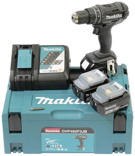 Makita DHP482F3JB 2-Gang-Akku-Schlagbohrschrauber inkl. Ladegerät, inkl. 3. Akku von Makita