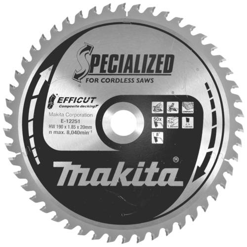 Makita E-12251 Kreissägeblatt 190 x 20 x 1.85mm Zähneanzahl: 50 1St. von Makita