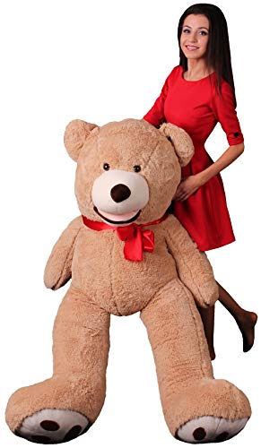 MKS XXL Teddybär mit Waschbarem Bezug | 160 cm Kuschelbär | Riesen Teddy mit strapazierfähigem Reißverschluss | Großer Teddybär mit plüschigem Polyester | Hypoallergenes Kuscheln mit XXL Kuscheltier von MAKOSAS