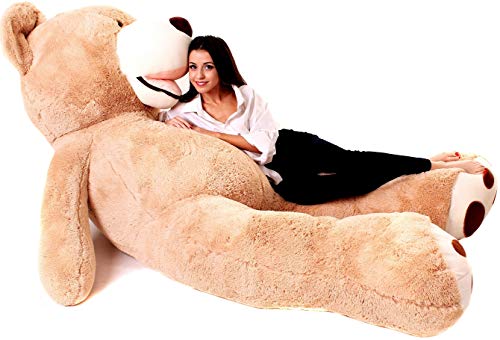 MKS XXL Teddybär mit Waschbarem Bezug | 260 cm Kuschelbär | Riesen Teddy mit strapazierfähigem Reißverschluss | Großer Teddybär mit plüschigem Polyester | Hypoallergenes Kuscheln mit XXL Kuscheltier von MAKOSAS