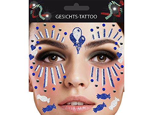 Makotex Gesichts Tattoo Halloween Karneval *Clown* (Blau) von Makotex