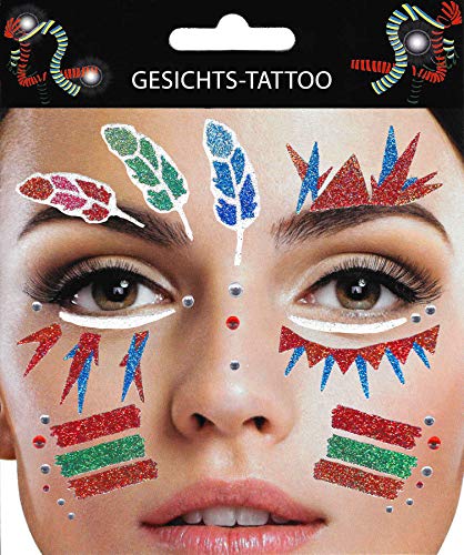 Makotex Gesichtstattoo Indianer Tattoo Karneval Junggesellenabschied Kindergeburtstag von Makotex