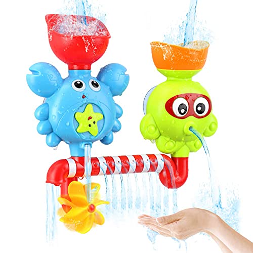 MalPlay Badespielzeug | Tiermotiv | Oktopus und Krabbe | Duschspielzeug | Wasserspielzeugset für Kinder und Babys | Geschenkset ab 18 Monaten von MalPlay