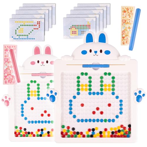 MalPlay Magnettafel Bunny Jigsaw Puzzle 116 EL. pädagogisches Mosaikperlen Zaubertaffel Kinder ab 3 Jahren Zeichenbrett Kid Scribbler Board von MalPlay