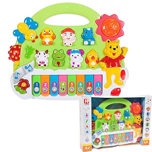 MalPlay Musikspielzeug Baby erstes Keyboard Pu der Bär Licht&Sound mit Tiergeräusche Lernspielzeug für Kinder ab 12 Monaten von MalPlay