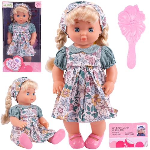 MalPlay Puppe Bella Blondes Babypuppen-Spielset Stirnband Zubehör Bürste Kleidung 27,5cm Geschenk Rollenspiel-Spielzeug für Kinder MalPlay Puppe Bella Blondes Babypuppen-Spielset Stirnband Zubehör Bürste Kleidung 27,5cm Geschenk Rollenspiel-Spielzeug für Kinder von MalPlay