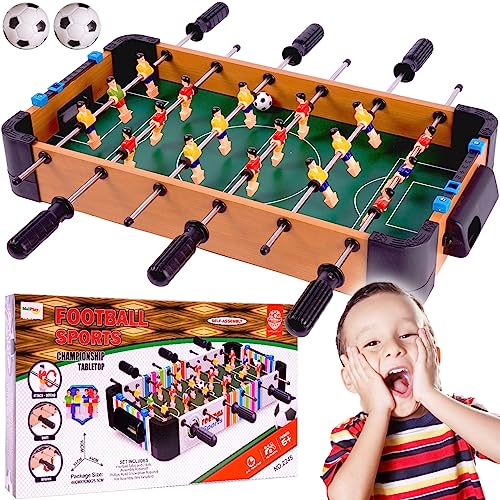 MalPlay Tischfußballspiel Tischkicker Tischfußballspiel Tischfussball Fußball Spiel Set für Kinder mit 2 Bällen für Kinder ab 3 Jahren von MalPlay