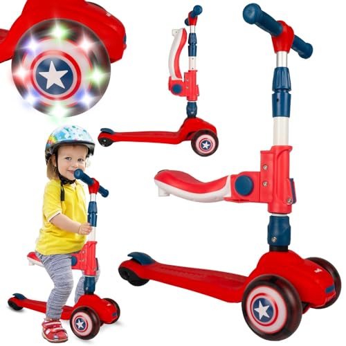 Malplay Kinderroller Cityroller Dreirad Scooter mit Sitz Räder Led 2in1 Rot verstellbar Lenker ab 3 Jahren Geschenk Malplay Kinderroller Cityroller Dreirad Scooter mit Sitz Räder Led 2in1 Rot verstellbar Lenker ab 3 Jahren Geschenk von MalPlay