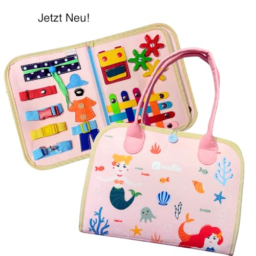 Mallie® Montessori Busy Board Deutsch als Quiet Book & Busy Book ab 3 Jahre I Spielzeug für Autofahrt Busy Board Baby I Lernspielzeug Montessori Buch Activity Board (Pink) von Mallie