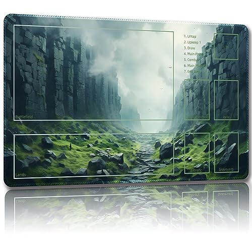 Malqiqi Spielmatte für MTG, mit kostenlosen Aufbewahrungstaschen, Spielmatte, 61 x 35,6 cm, TCG- und Brettspielmatte für Karten, Mauspad, Schreibtischmatten (Magic Mat 64, mit Zonen) von Malqiqi