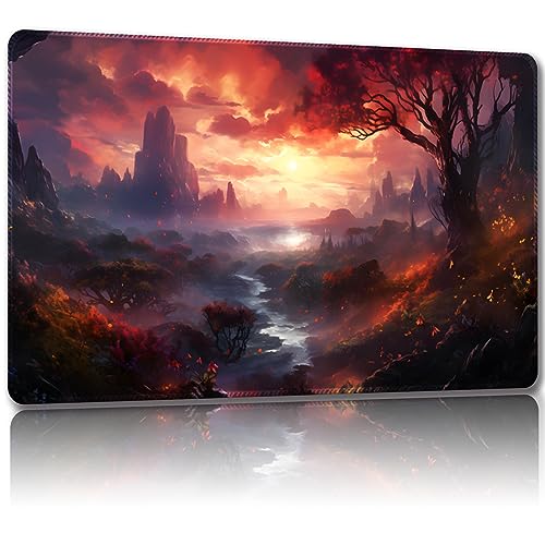 Malqiqi Spielmatte für MTG, mit kostenlosen Aufbewahrungstaschen, Spielmatte, 61 x 35,6 cm, TCG und Brettspielmatte für Karten, Mauspad, Schreibtischmatten (Mountain-Regular) von Malqiqi