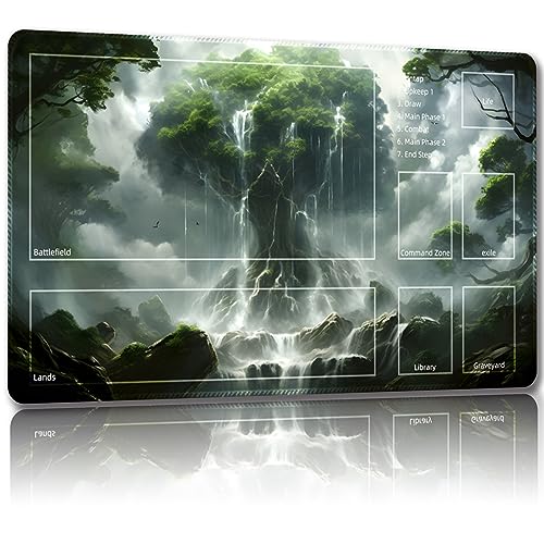 Malqiqi Spielmatte für MTG, mit kostenlosen Aufbewahrungstaschen, Spielmatte 61 x 35,6 cm, TCG und Brettspielmatte für Karten, Mauspad, Schreibtischunterlagen (Baum 5-Hilfskampf) von Malqiqi