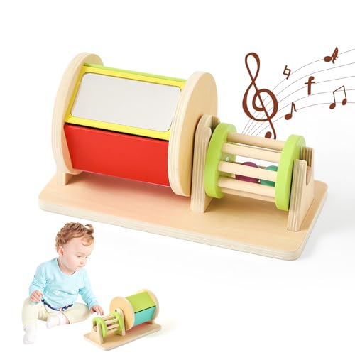 Mamimami Home Montessori Spinning Drum,Rassel Set 2 in 1,Montessori Spielzeug Baby, Baby Spielzeug 6 Monate,für Säugling 6-12 Monate 1 Jahr alte Babys Kleinkinder von Mamimami Home