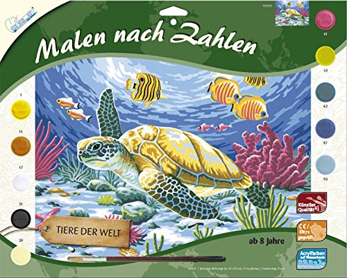 Mammut 109203 - Malen nach Zahlen - Seeschildkröte, Kinder ab 8 Jahre, circa 30 x 40 cm von Mammut Spiel & Geschenk