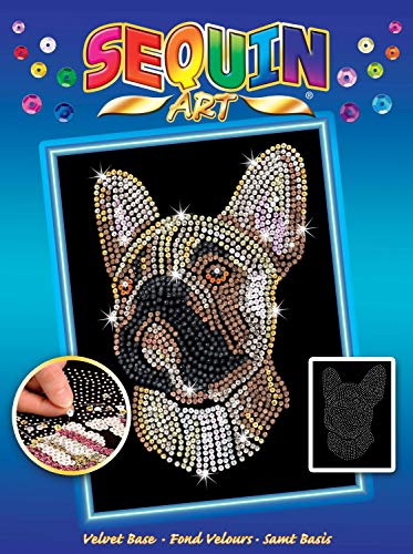 MAMMUT 8041712 - Sequin Art Paillettenbild Bulldogge, Hund, Steckbild, Bastelset mit Styropor-Rahmen, samtige Bildvorlage, Pailletten, Steckstiften, Anleitung, ab 8 Jahre, Bunt, 36 x 27 cm von Sequin Art