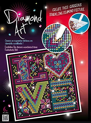 MAMMUT 8181610 - Diamond Art Bastelset, Love, Komplettset mit Styropor-Unterlage, Bildvorlage, Strass-Steinchen, Stift und weiterem Zubehör, Kreativset für Kinder ab 8 Jahre von Mammut Spiel & Geschenk