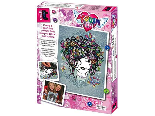 MAMMUT 8311719 - Sequin Art Teen Craft, Paillettenbild Blumenmädchen, Bastelset mit Styropor-Rahmen, Bildvorlage, Pailletten, Steckstiften, Anleitung, für Kinder ab 8 Jahre von Mammut Spiel & Geschenk