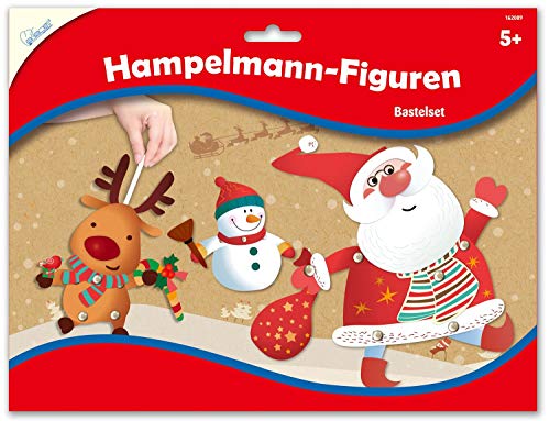 Mammut Spiel & Geschenk 162009 Bastelset Hampelmann-Figuren Weihnachten 1, Komplettset mit 3 Bögen Einzelteilen, diversem Zubehör und 1 Anleitung, Kreativset für Kinder ab 5 Jahre von Mammut Spiel & Geschenk