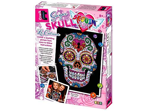 MAMMUT 8311613 - Sequin Art Teen Craft, Paillettenbild Sugar Skull, Totenkopf, Bastelset mit Styropor-Rahmen, Bildvorlage, Pailletten, Steckstiften, Anleitung, für Kinder ab 8 J. von Mammut Spiel & Geschenk