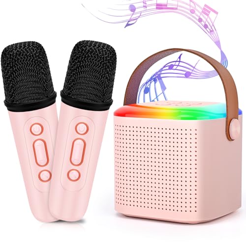 Mamowla Karaoke Mikrofon Kinder mit 2 Drahtlosen Mikrofonen, Mini Karaoke Maschine Bluetooth, Karaoke Maschine Kinder mit Stimmeffekten & LED-Lichtern für 4 5 6 7 8+ Mädchen/Jungen, Rosa von Mamowla