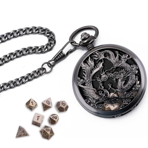 ManChDa Mini-D&D-Würfel-Set, DND-Gehäuse, 7-teilig, mikropolyedrisches Würfel-Set, Metallwürfel, Dungeons und Drachen, Geschenkzubehör, Schwarz von ManChDa