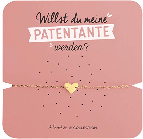 Manahia Armband Patentante Edelstahl - Willst du meine Patentante werden? - Geschenk Patentante Ankündigung - Geburtsanzeige - Taufanzeige - Paten Anfrage - zukünftige Patentante - Herz - Taufe von Manahia